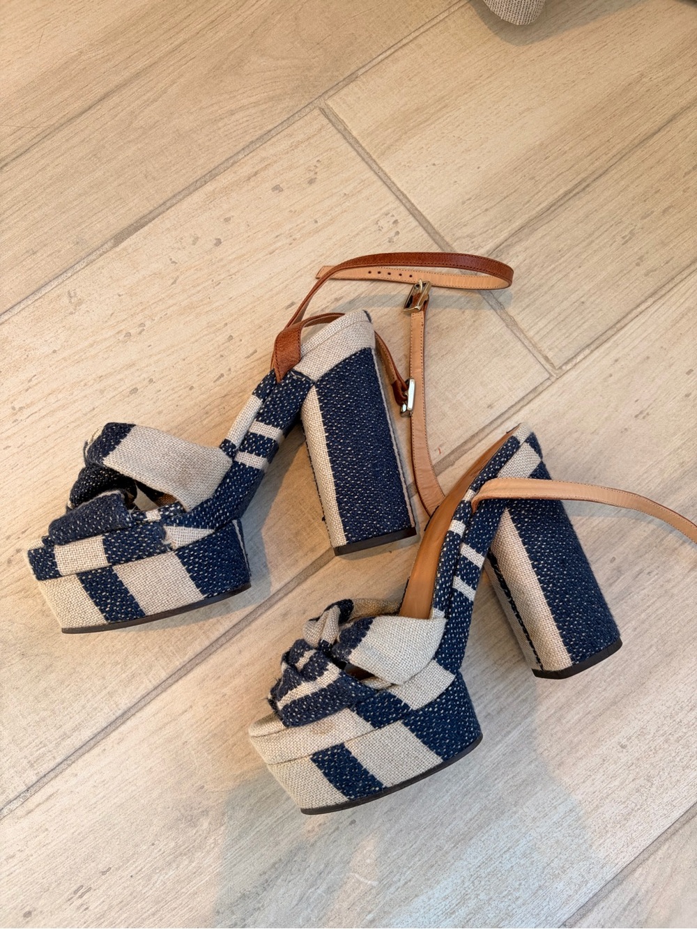 Castaner Navy & Natural Striped Knot Espadrille Wedges - Picture 2 of 5